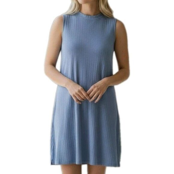 Ambiance Dresses & Skirts - Ambiance Sleeveless Fit and Flare Dress Womens SizL Stretch Ribbed High Neck